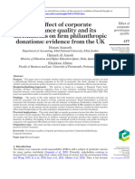 The Effect of Corporate Governance Quality and Its Mechanism On Firm Philantrophic Donations