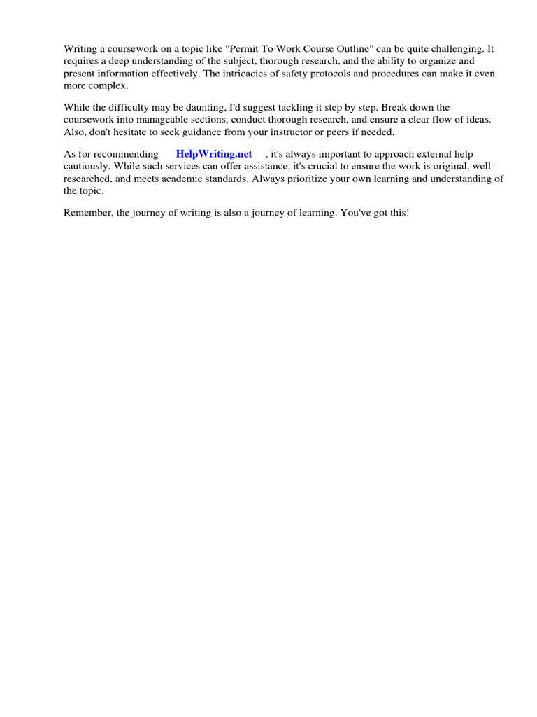 Permit To Work Course Outline | PDF | H 1 B Visa | Employment