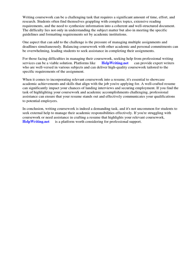 Relevant Coursework in Resume Example - 1711372413