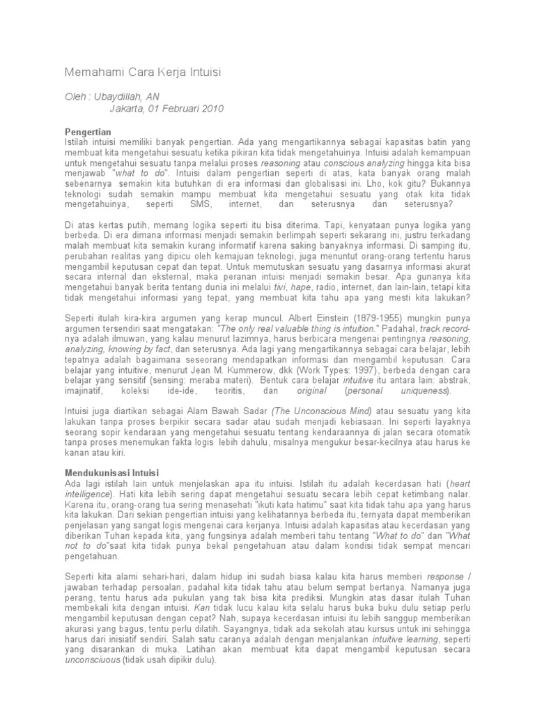 Memahami Cara Kerja Intuisi | PDF | Pengembangan Diri
