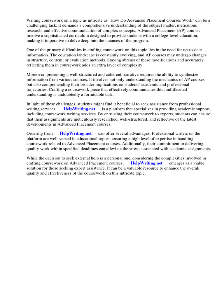How Do Advanced Placement Courses Work | PDF | Advanced Placement