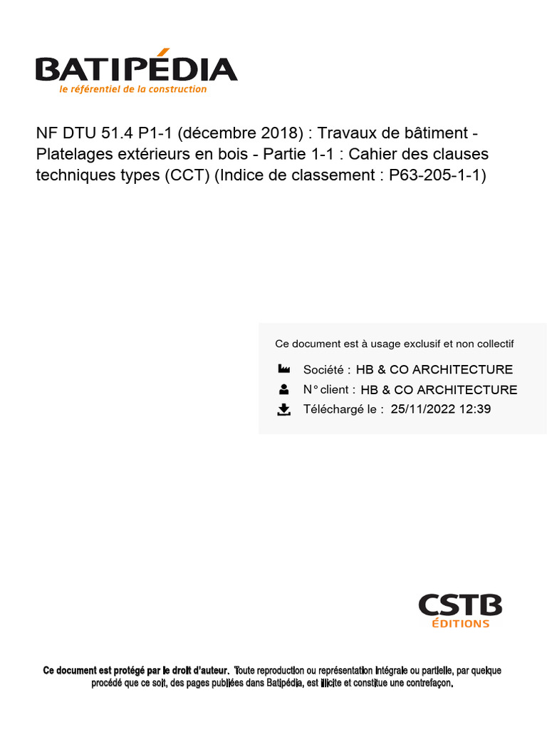 DTU 514 Platelage Bois PDF — free download