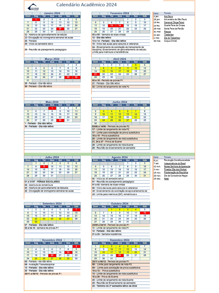 Calendario academico fasp 2024 pdf