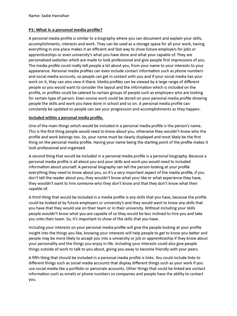 Unit 23 What Is A Media Profile | PDF | Social Media | Popular Culture ...