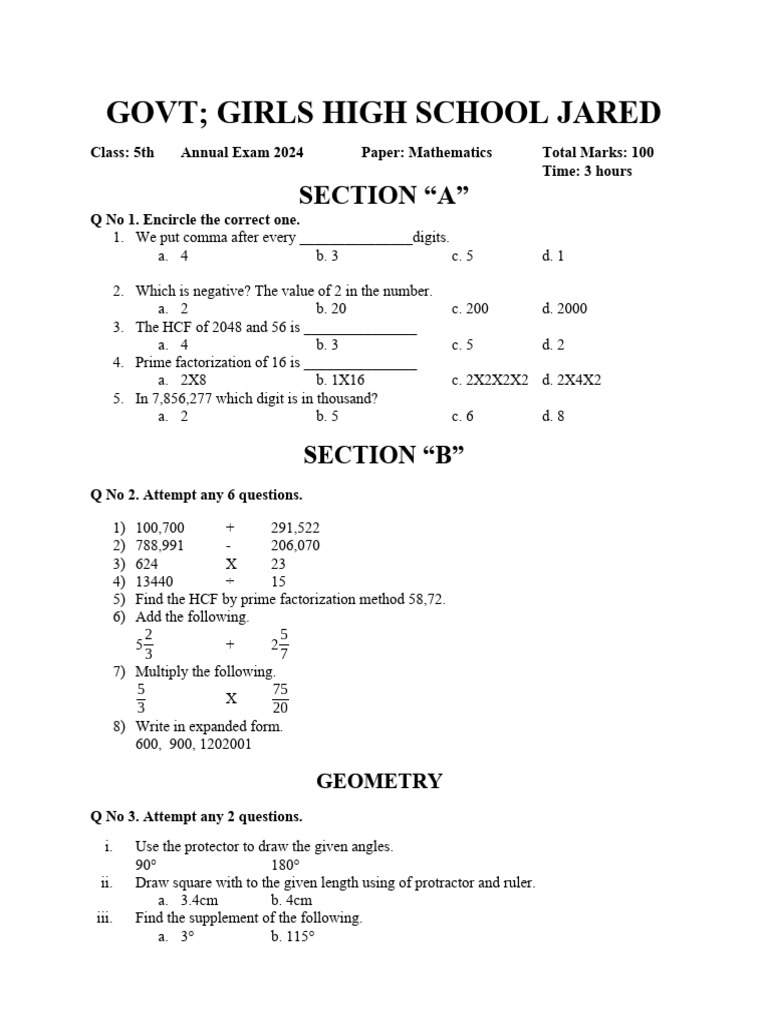 5th Math | PDF