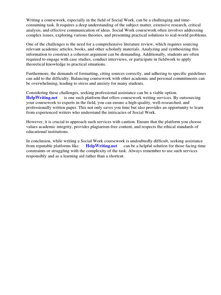 Social Work Coursework Writing Guide | PDF | Social Work | Cognition