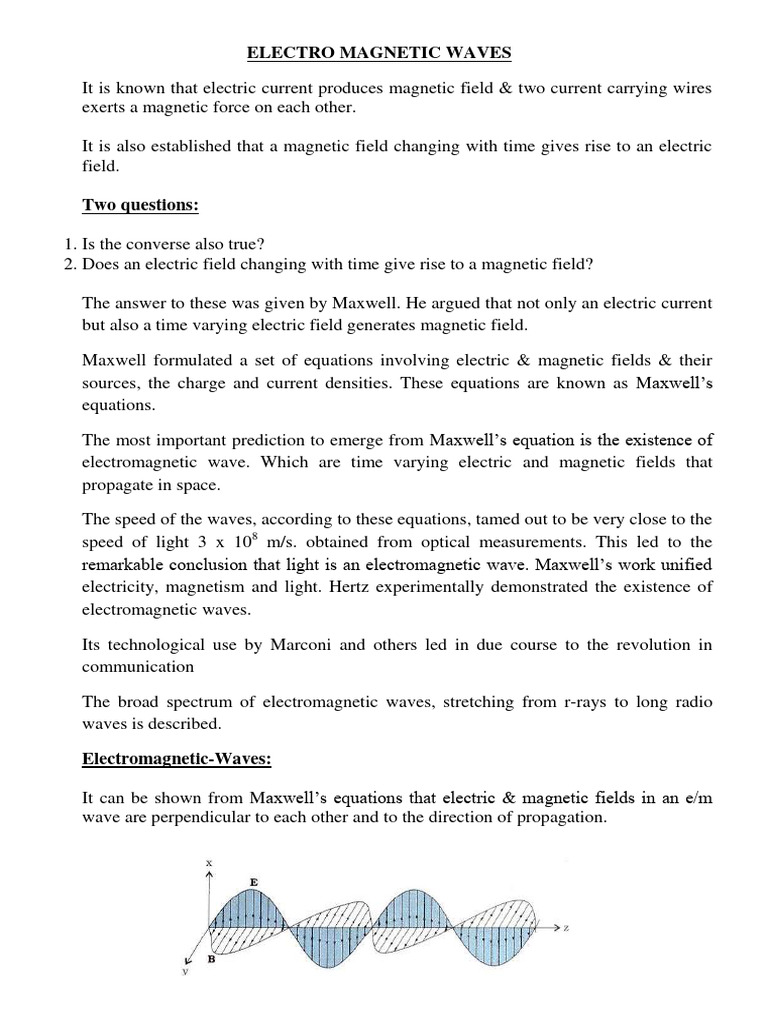 Understanding Electromagnetic Waves | PDF | Electromagnetic Radiation ...