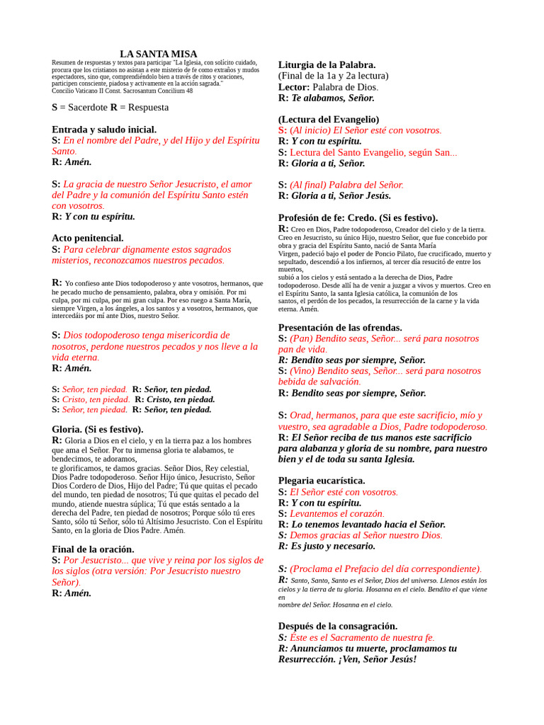 Guía de Participación en la Misa | PDF | Misa (liturgia) | eucaristía