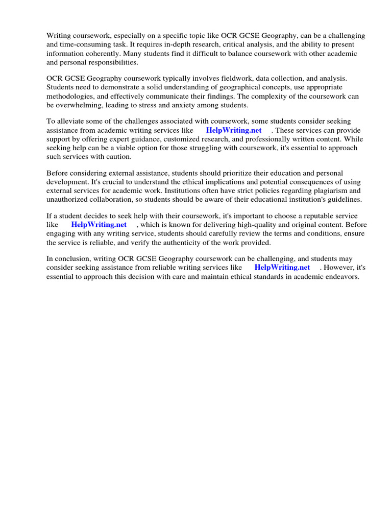Ocr Gcse Geography Coursework Example PDF River Flood