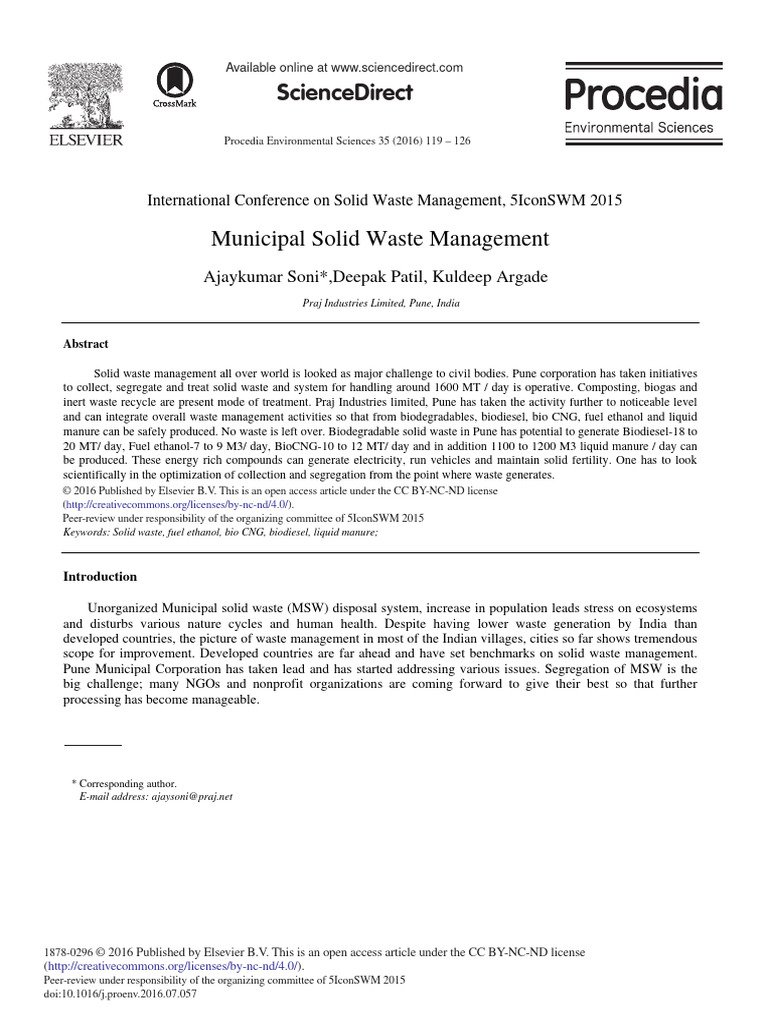 Pune S Innovative Solid Waste Management Pdf Ethanol Biogas