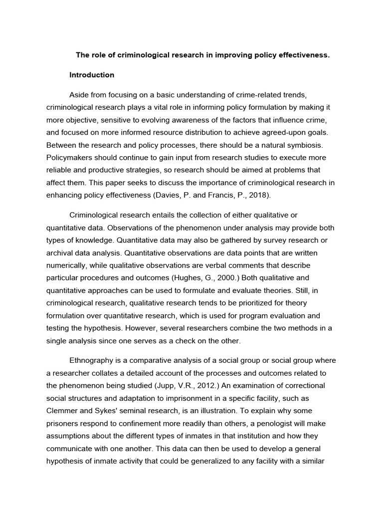 Criminological Research Pdf Methodology Quantitative Research