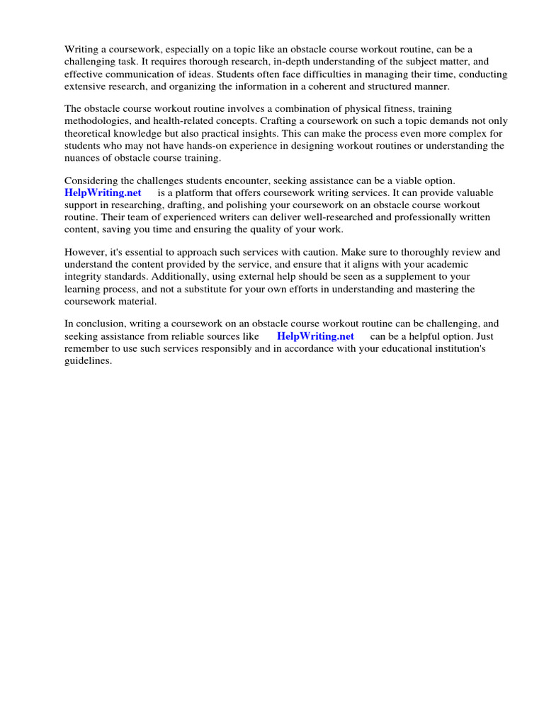 Obstacle Course Workout Routine | PDF | Running | Physical Fitness