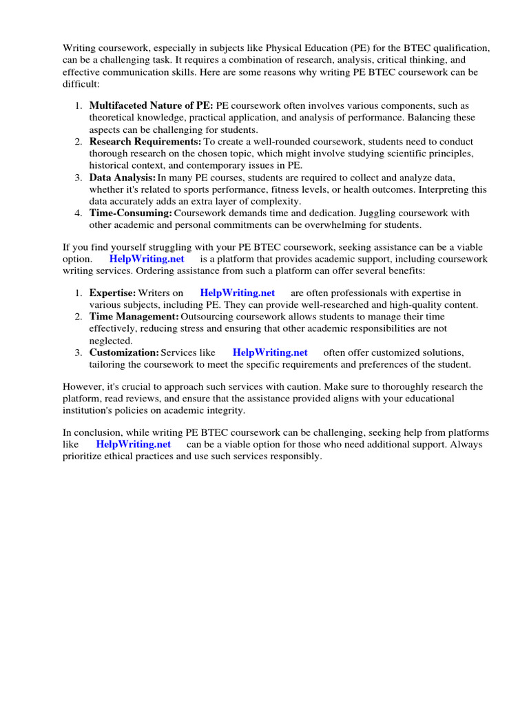 Pe Btec Coursework | Download Free PDF | Risk | Risk Assessment