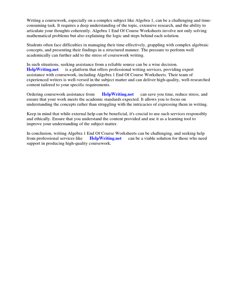 Algebra 1 end of course worksheets pdf http cookie digital