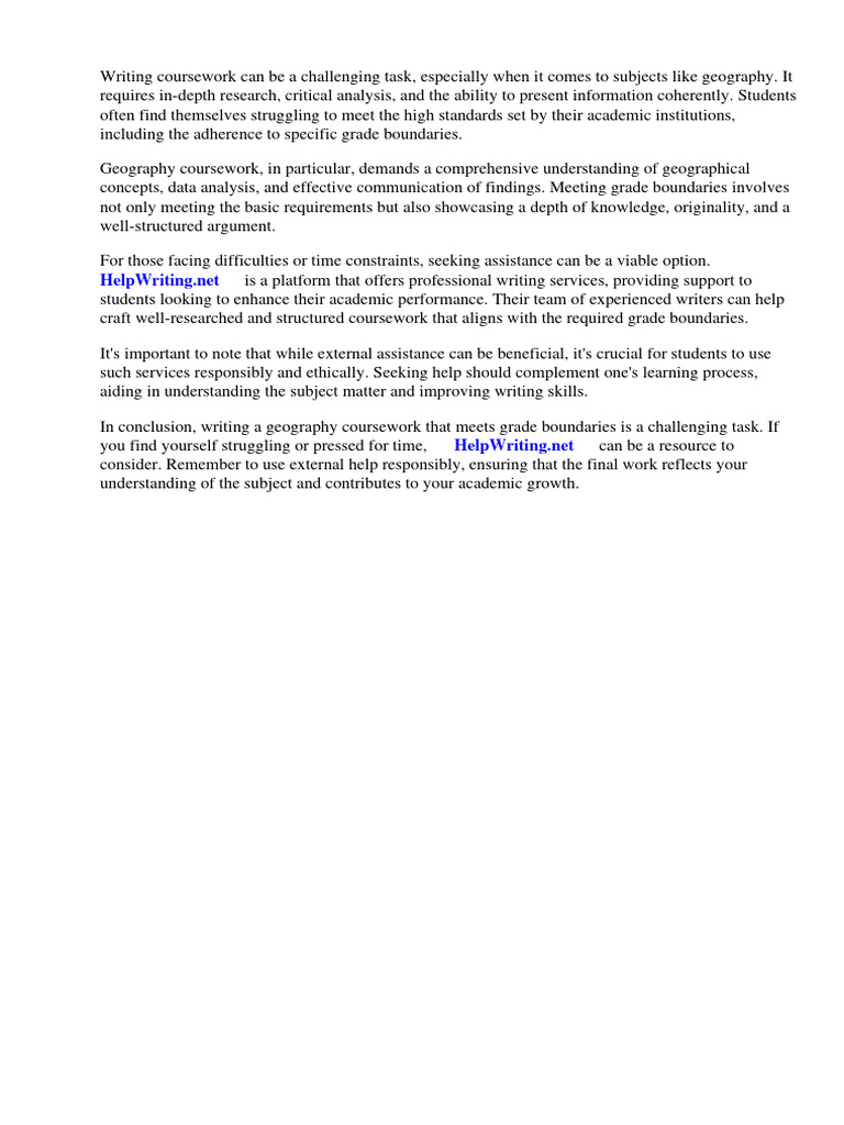 Geography Coursework Grade Boundaries Download Free PDF