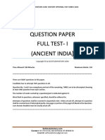 Question Paper Ancient India Full Test I - 2023