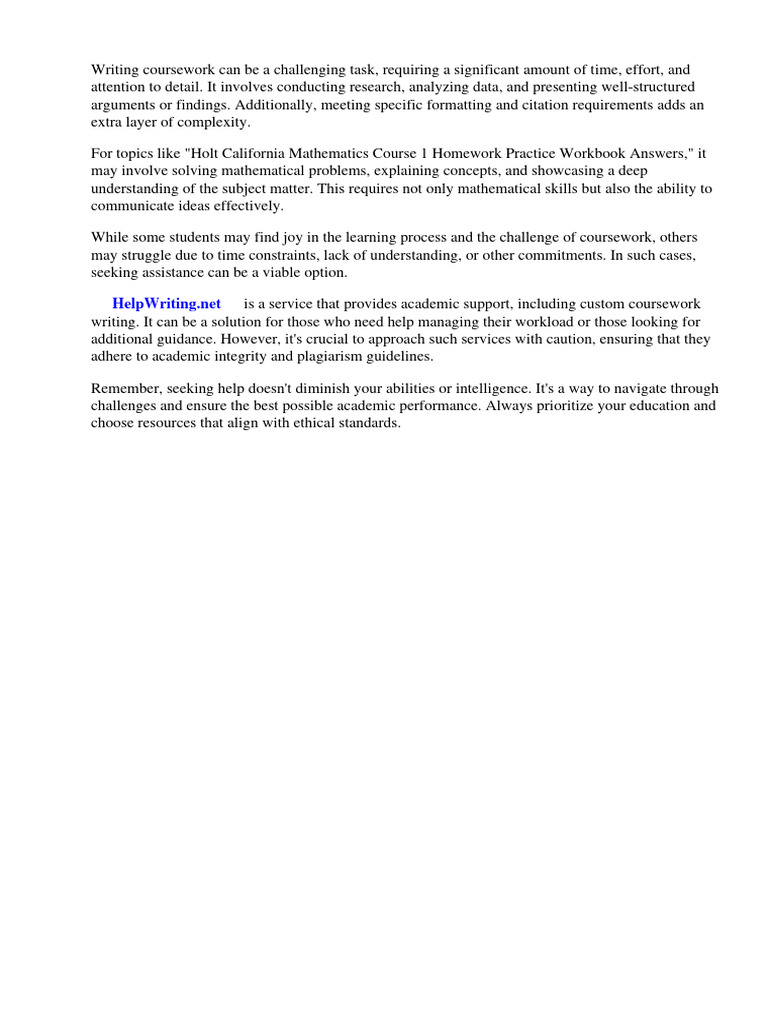 Holt california mathematics course 1 homework practice workbook answers