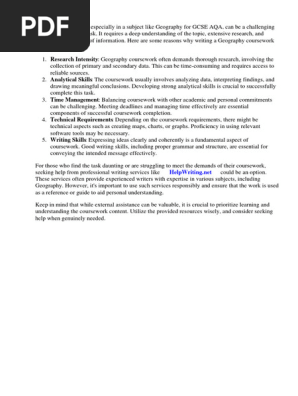 Geography Coursework Gcse Aqa
