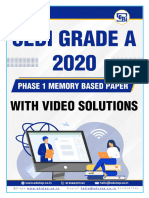 SEBI Grade A 2020 PH 1 Paper 1 Memory Based Paper