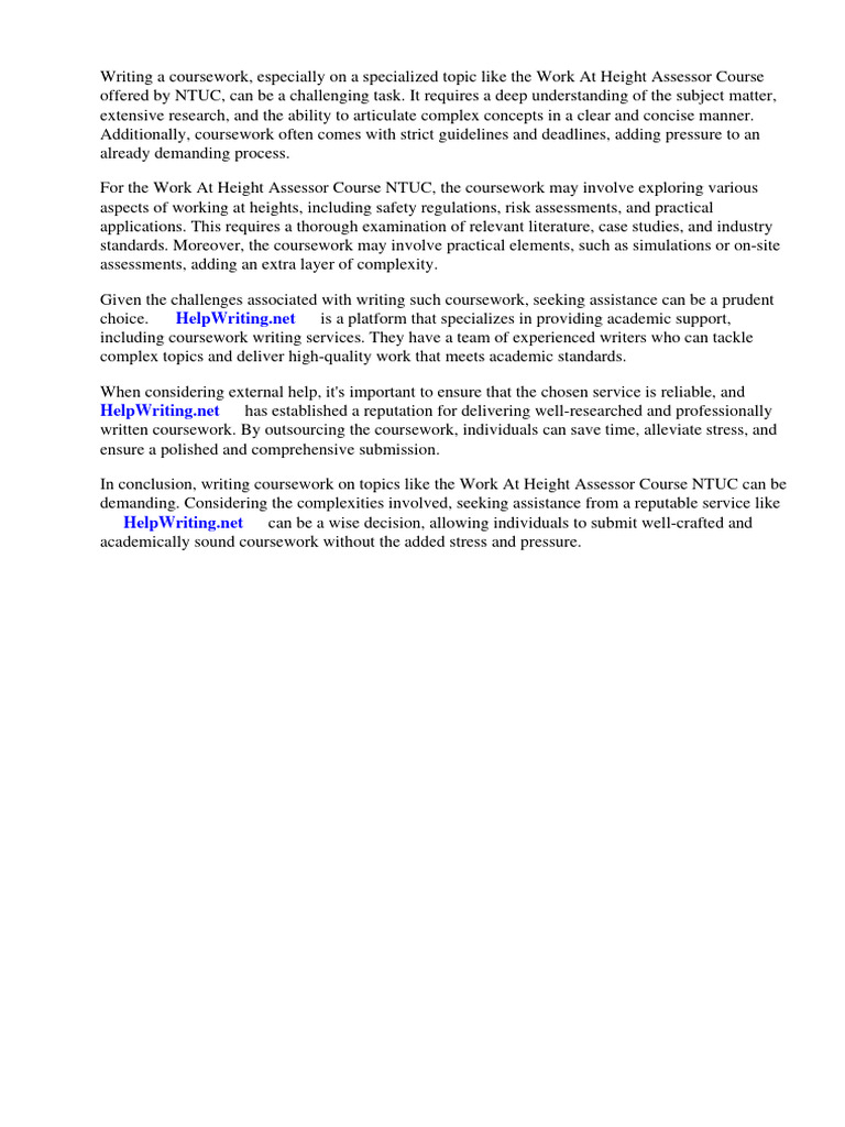 Work at height assessor course ntuc pdf occupational safety and
