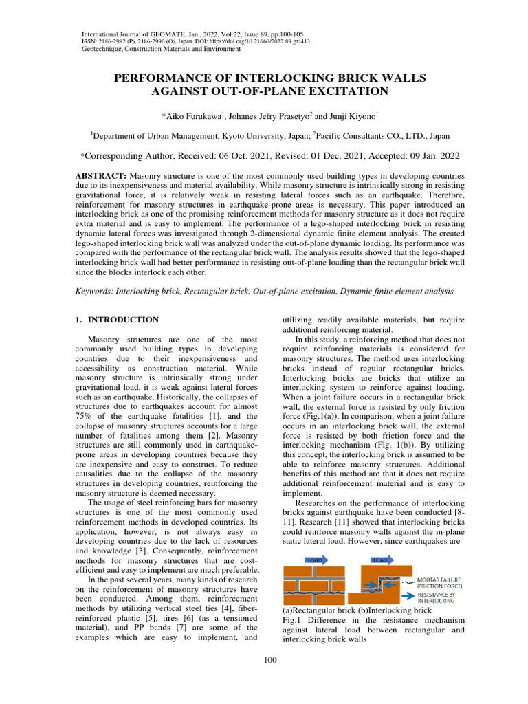 Interlocking Bricks for Earthquakes | PDF | Masonry | Brick