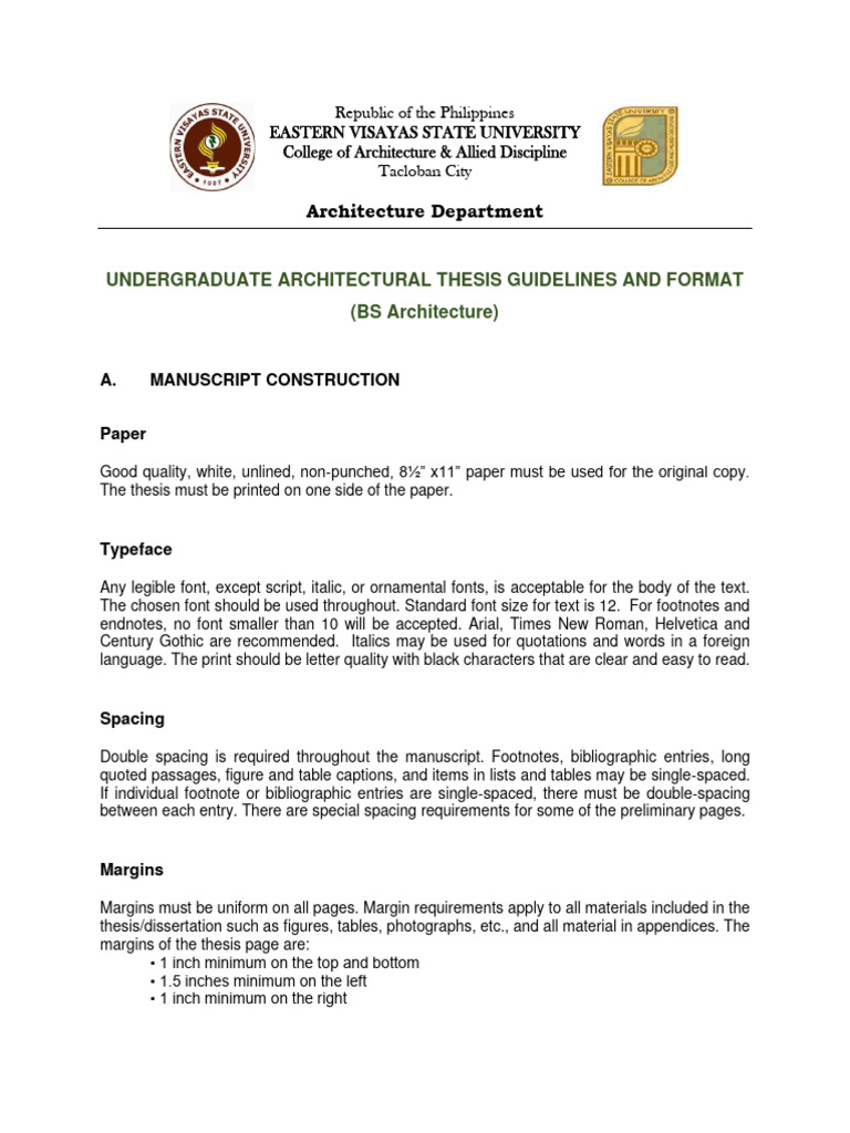 Thesis Formatting and Margin Guidelines | PDF | Typefaces | Thesis