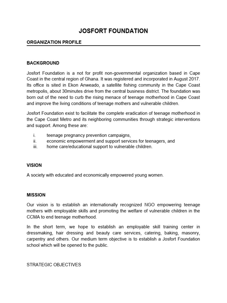 Josfort Foundation: Empowering Teen Mothers | PDF | Social Science