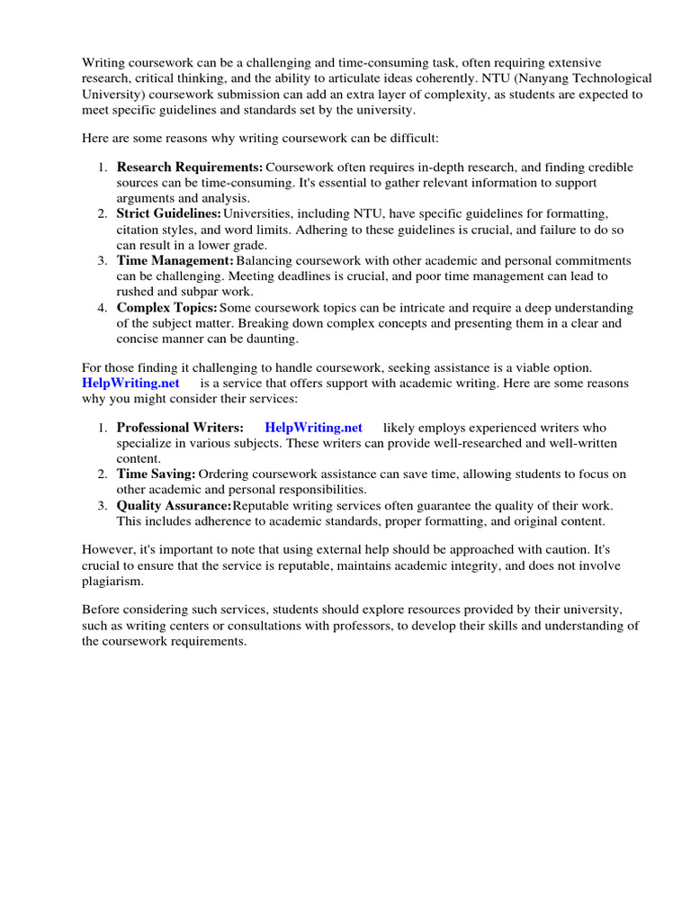 Ntu Coursework Submission | PDF | Singapore | World Politics