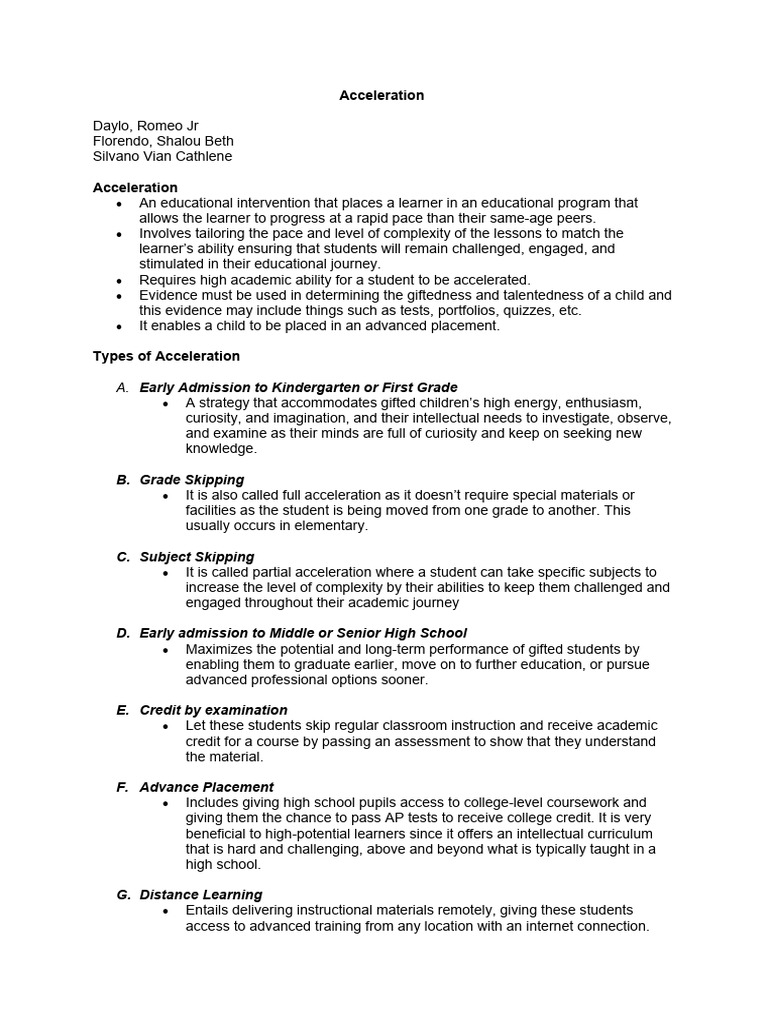 Understanding Acceleration in Education | PDF | Gifted Education | Learning