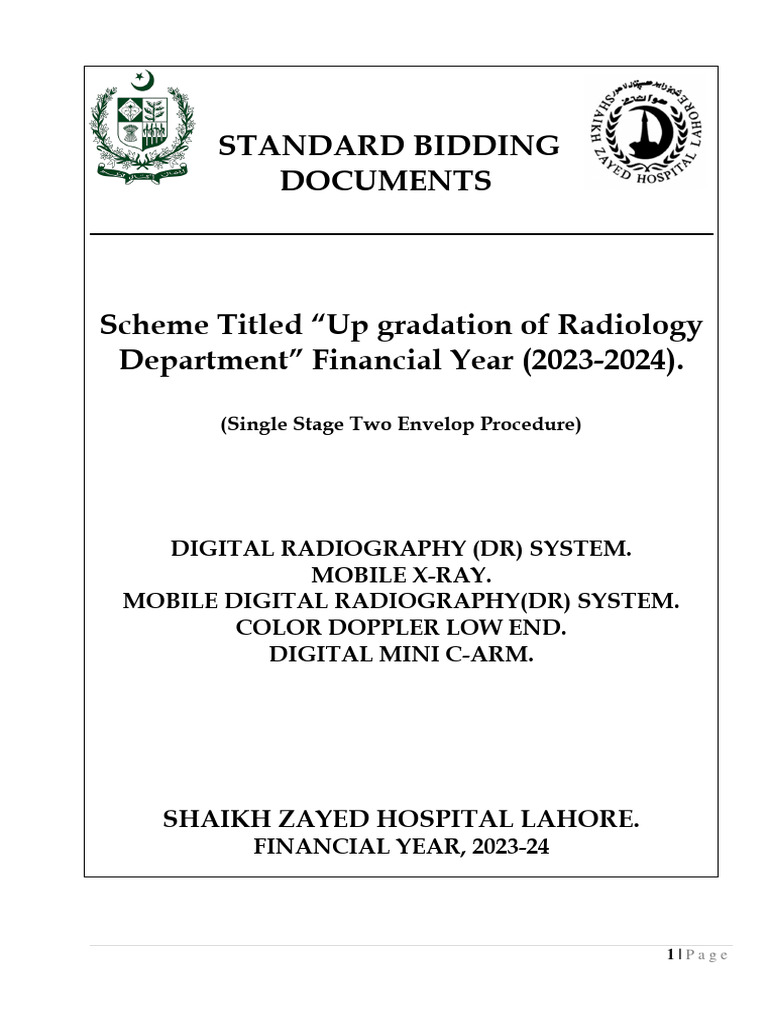 Radiology Dept Upgrade Bidding | PDF | Specification (Technical ...