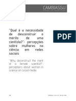 "Qual É A Necessidade de Desconstruir o Mérito de Uma Cientista?" Percepções Sobre Mulheres Na Ciência em Redes Sociais