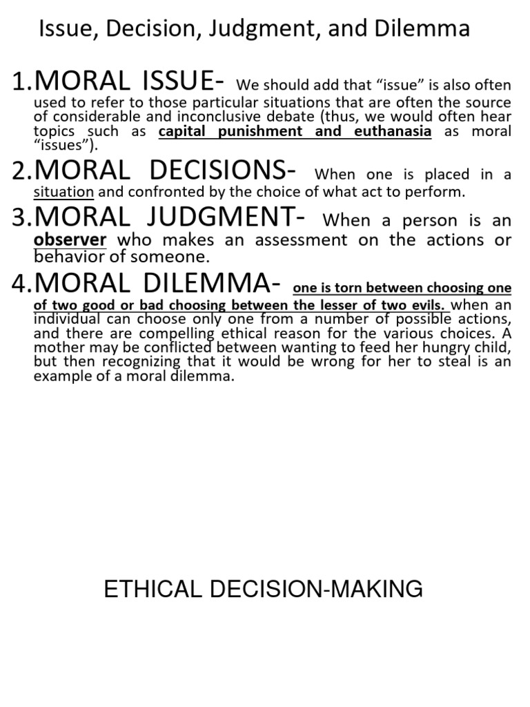 Understanding Moral Issues and Decisions | PDF | Morality | Decision Making