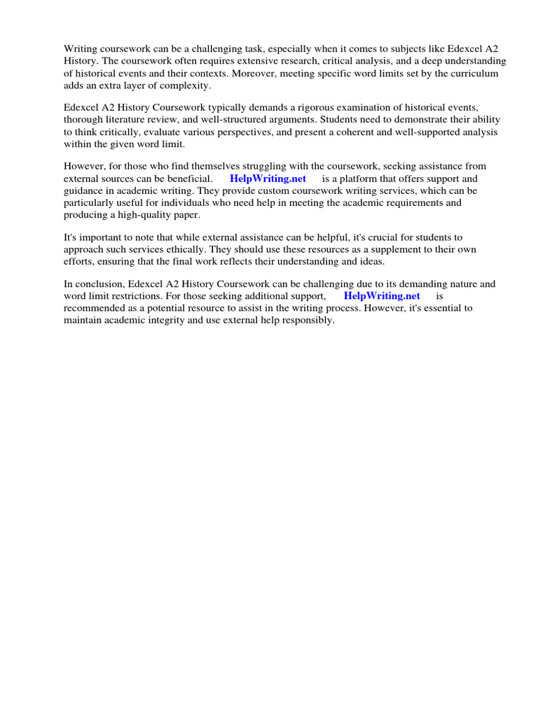 Edexcel A2 History Coursework Word Limit PDF