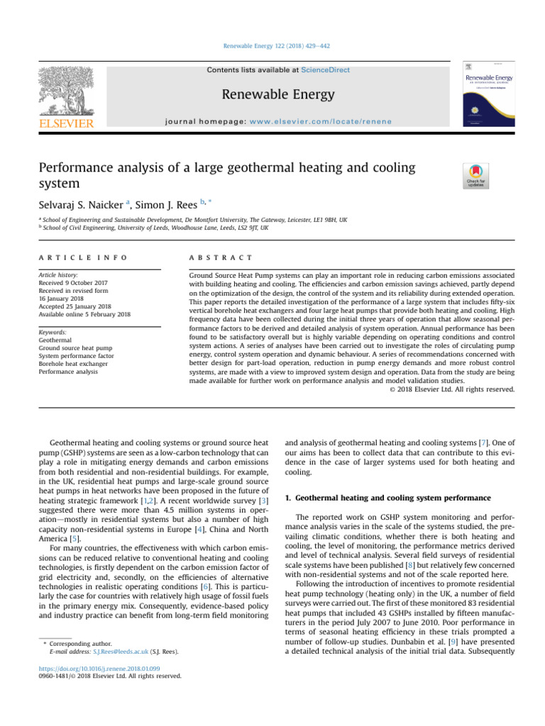 Performance Analysis of A Large Geothermal Heating and Cooling | PDF ...