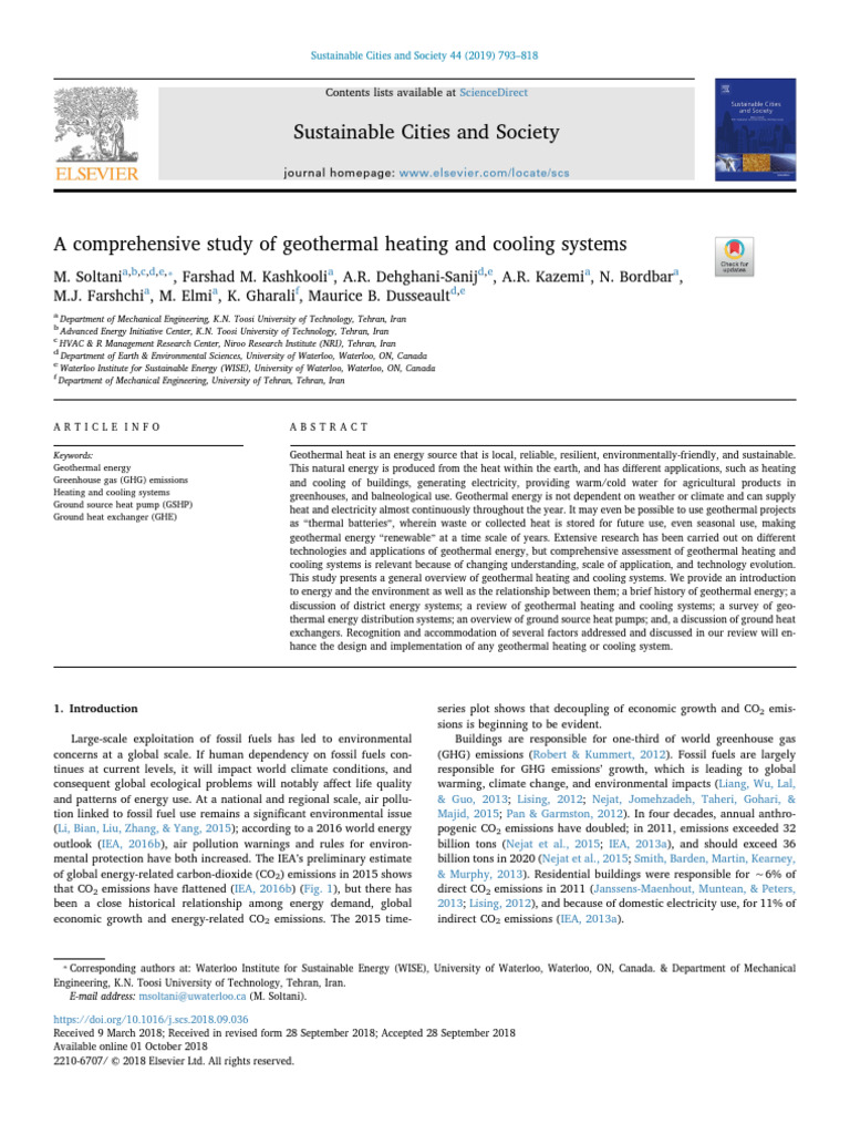 A Comprehensive Study Of Geothermal Heating And Cooling Systems