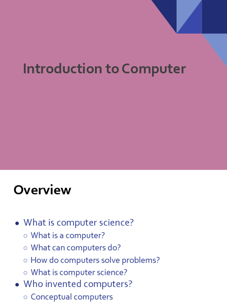 Introduction to Computer Science | PDF | Personal Computers | Algorithms
