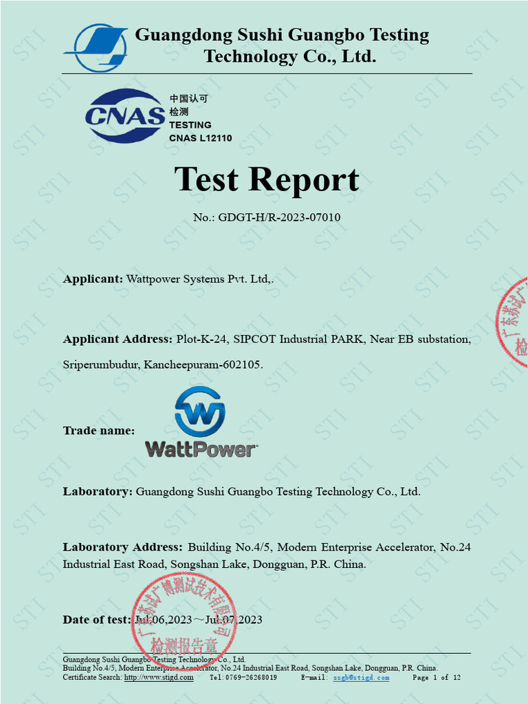 IP66 Test Report for Solar Inverter | PDF | Mechanical Engineering