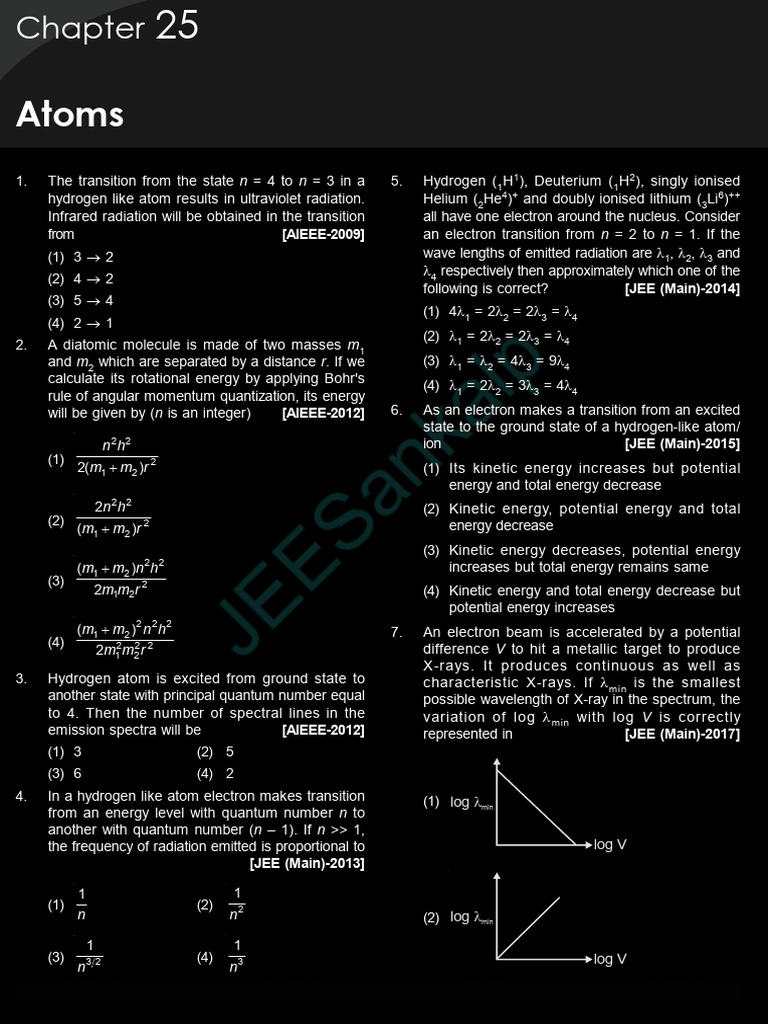 Atoms Modern Physics Pdf Emission Spectrum Energy Level