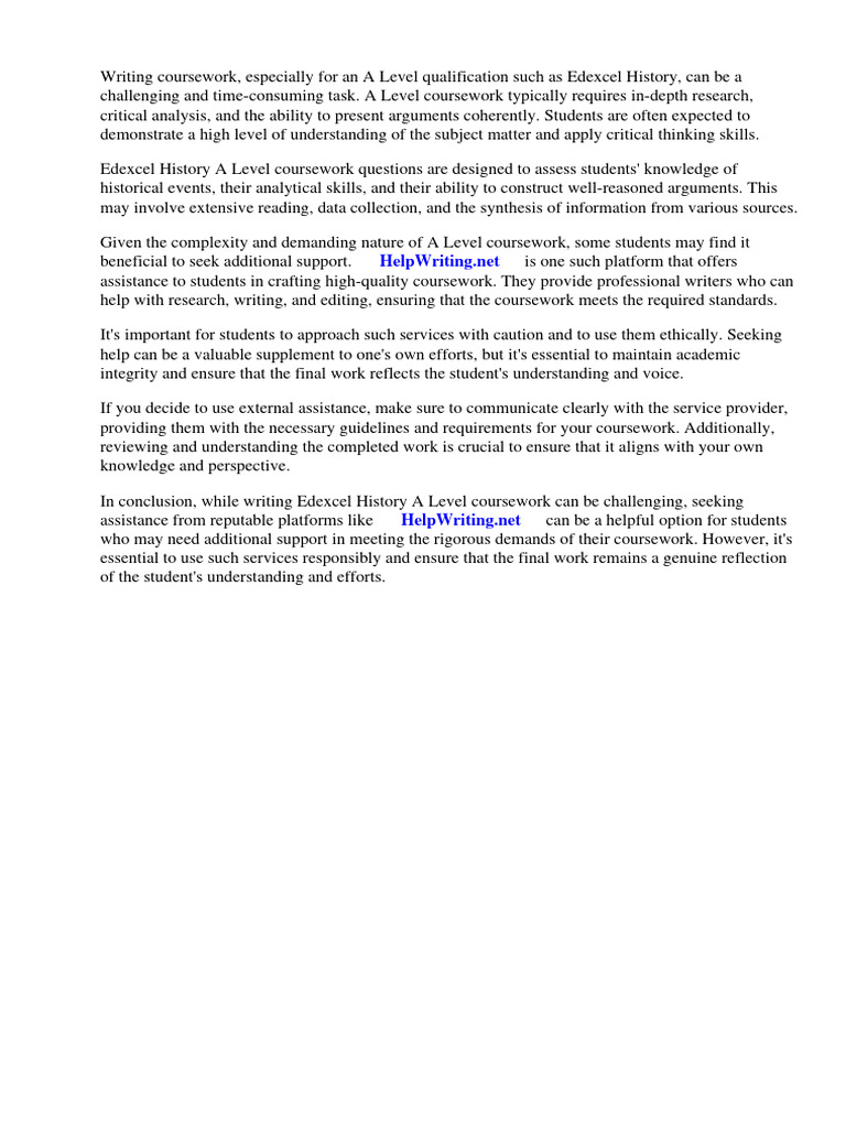 Edexcel History A Level Coursework Questions | PDF | Critical Thinking