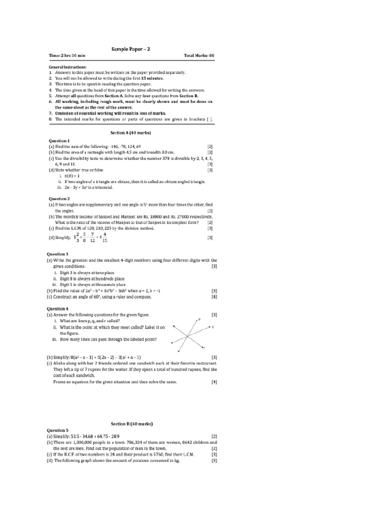 ICSE 6 Math - 2 | PDF