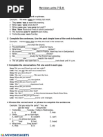 Revision Unit 7 y 8, English File Elementary