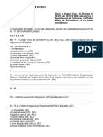 Decreto Nº 38.192, de 18MAI2012 - Altera Anexo Único Do Decreto Nº 26.261, de 22DEZ2003, Que Aprova o RUPMPE (Peças Do RPMont)