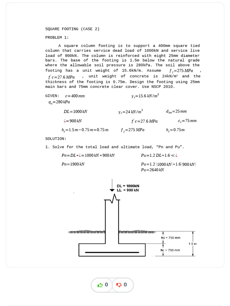 Square Footing Design for Columns | PDF | Teaching Methods & Materials ...