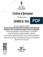 Certificate of Participation For Leonides M. Vidal