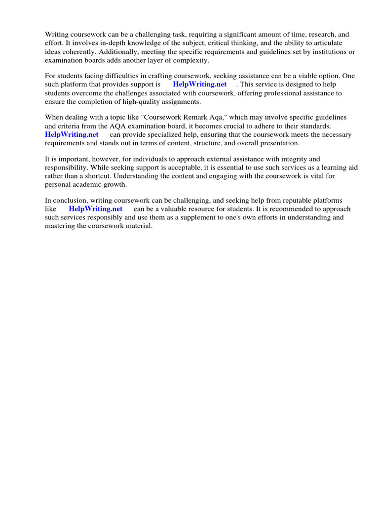 Coursework Remark Aqa | Download Free PDF | Facebook | Linked In