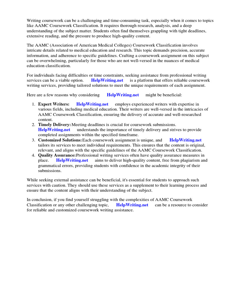 Aamc Coursework Classification PDF Medical College Admission Test