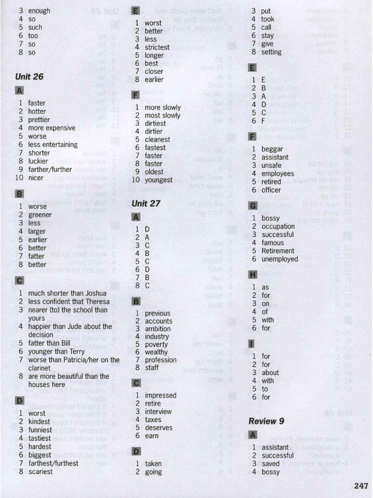 Answers Unit 26 Comparative and Superlative | PDF