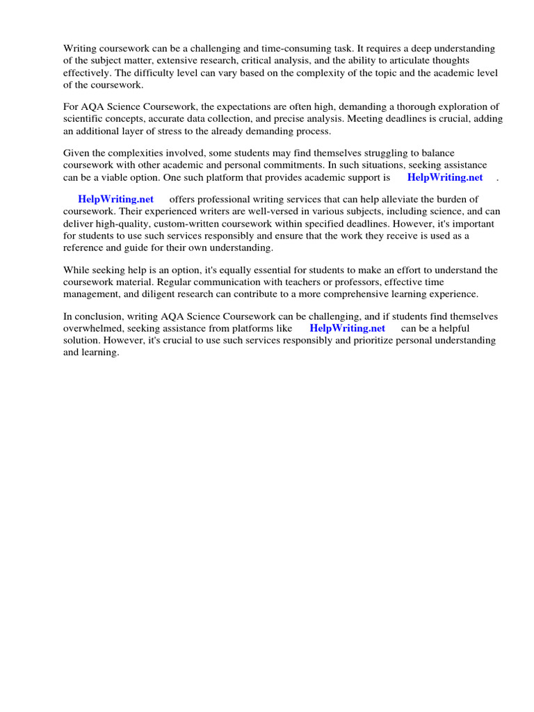 Aqa Science Coursework Deadline | PDF | Thesis | Essays