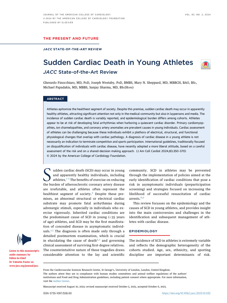 Sudden Cardiac Death in Young Athletes | PDF | Heart | Cardiovascular ...