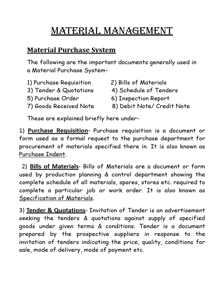 Material Management | PDF | Inventory | Procurement